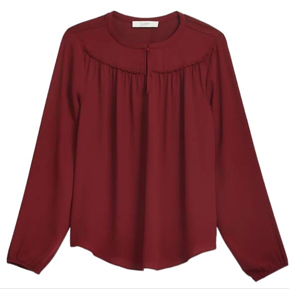 NWT Loft Split Neck Mixed Media Top xS - Picture 3 of 10